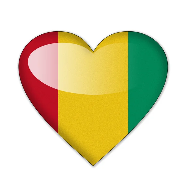 Guinea flag in heart shape isolated on white background — Stock Photo, Image