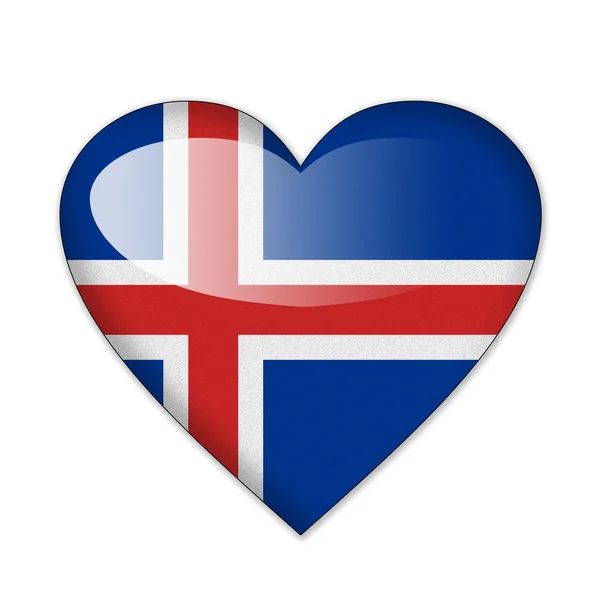 심장 모양의 흰색 배경에 고립에 있는 아이슬란드 국기 — 스톡 사진