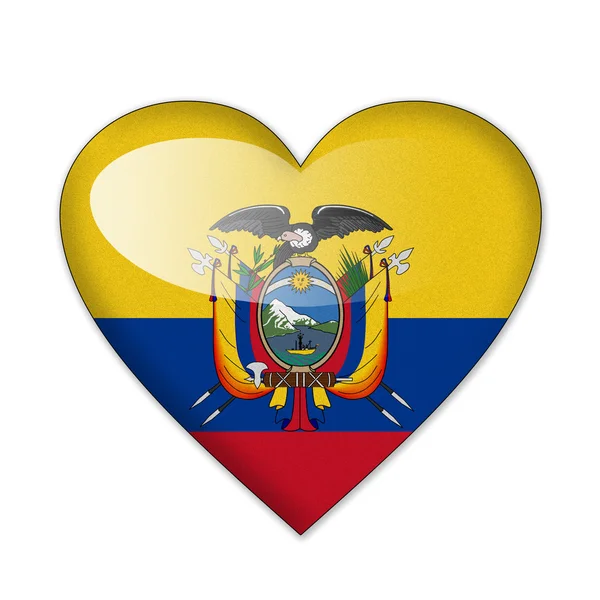 Bandera de Ecuador en forma de corazón aislada sobre fondo blanco — Foto de Stock