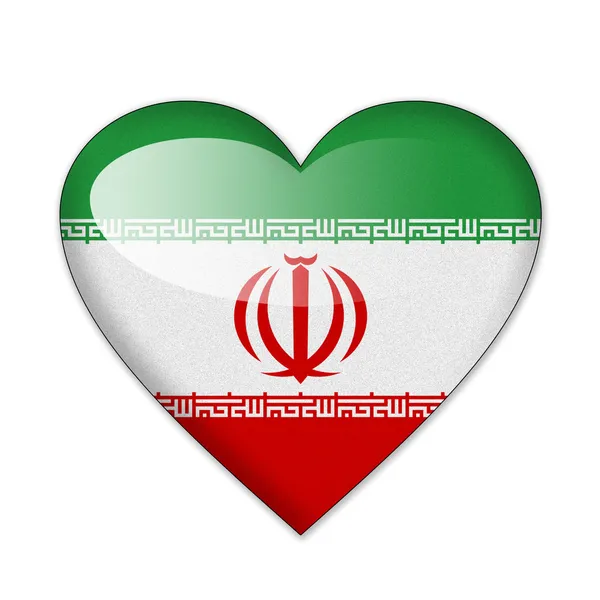 Iran flag in heart shape isolated on white background — Stock Photo, Image