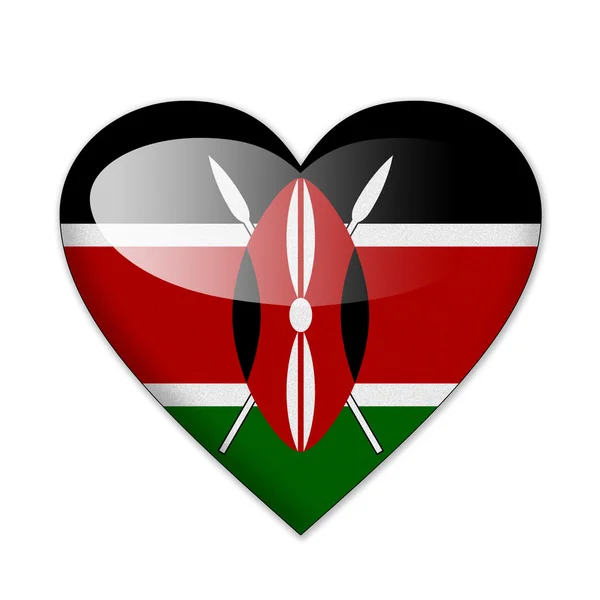 Kenya flag in heart shape isolated on white background — Stock Photo, Image