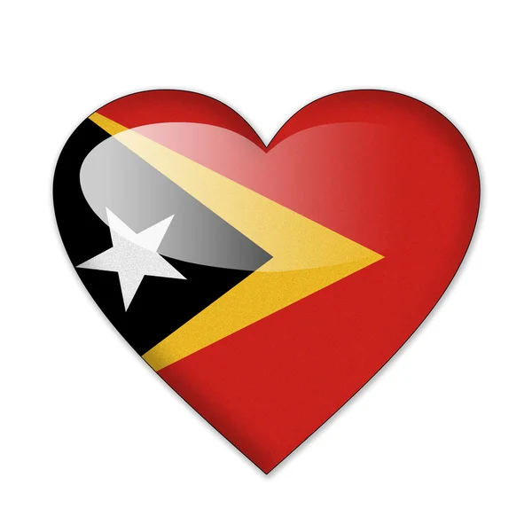 East Timor flag in heart shape isolated on white background — Stock Photo, Image