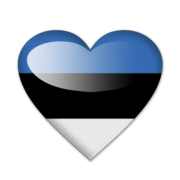 Estonya bayrağı beyaz zemin üzerine izole kalp şeklinde — Stok fotoğraf