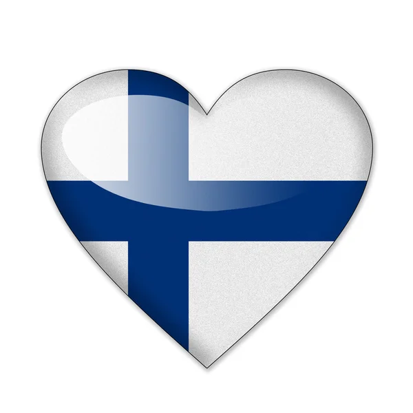 Finlandia bandiera a forma di cuore isolato su sfondo bianco — Foto Stock