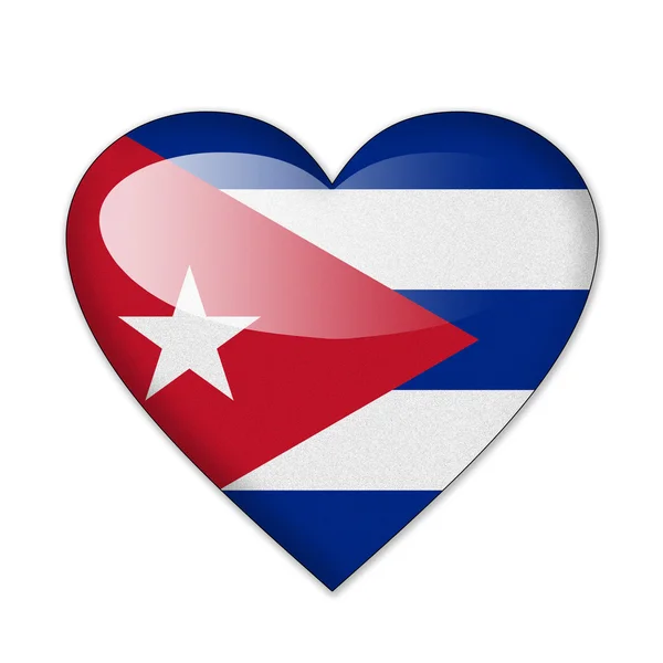 Cuba flag in heart shape isolated on white background — Stock Photo, Image