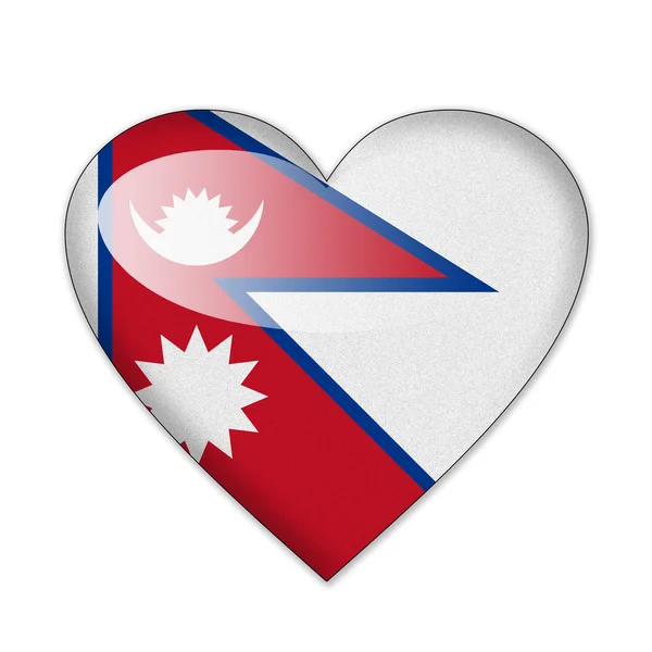 Nepal flag in heart shape isolated on white background — Stock Photo, Image