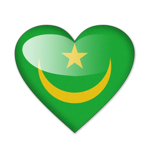 Mauritania flag in heart shape isolated on white background — Stock Photo, Image