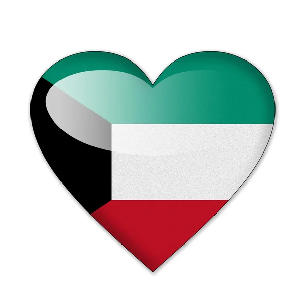 Bandera de Kuwait en forma de corazón aislada sobre fondo blanco — Foto de Stock