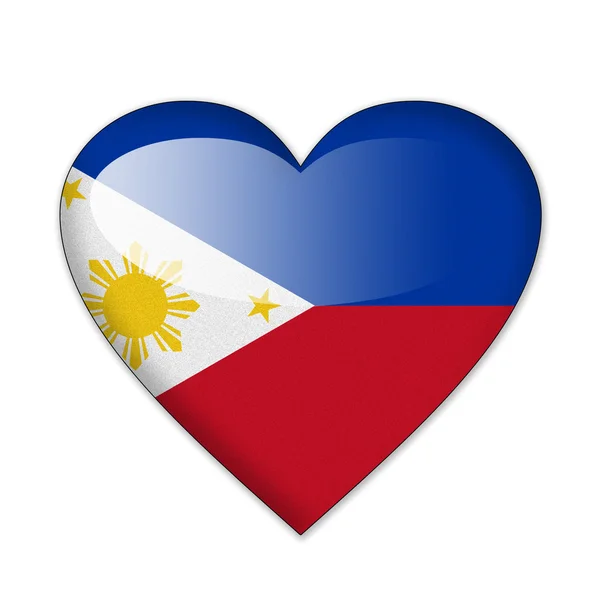 Filippinerna-flaggan i hjärta form isolerad på vit bakgrund — Stockfoto