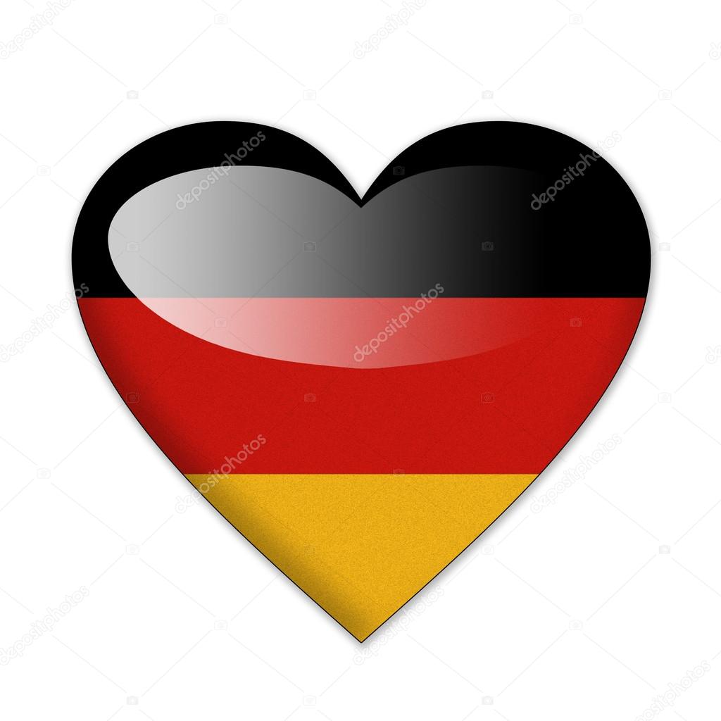 Germany flag in heart shape isolated on white background
