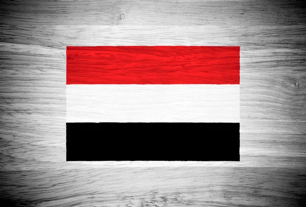 Jemen flagga på trä textur — Stockfoto