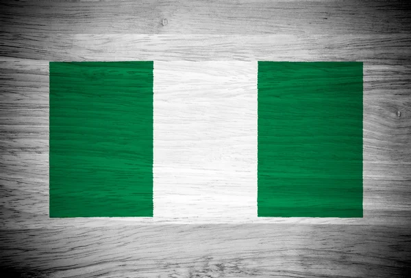 尼日利亚国旗上木材纹理 — 图库照片