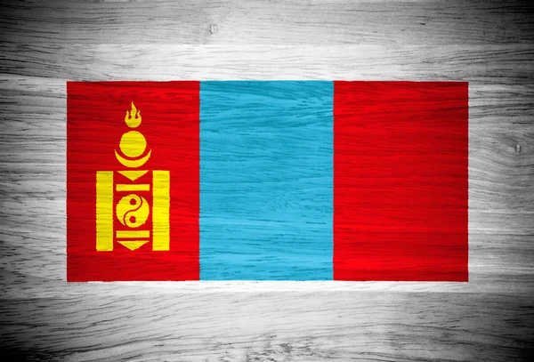 Bandera de Mongolia sobre textura de madera — Foto de Stock