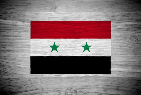 Síria bandeira na textura de madeira — Fotografia de Stock