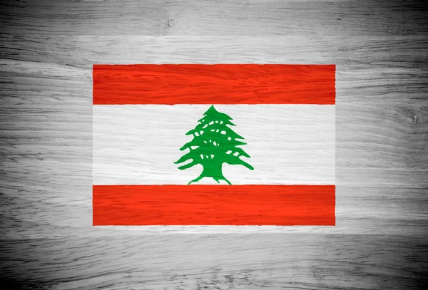 Drapeau Liban sur texture bois — Photo