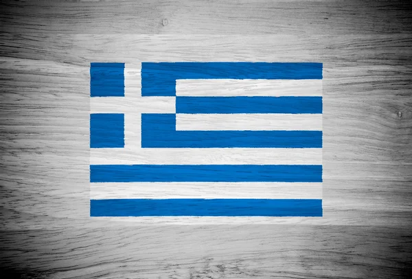 Grecia bandiera su texture di legno — Foto Stock