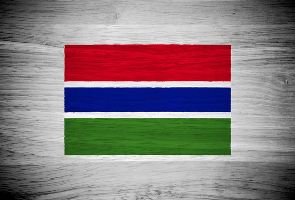 Gambia flag on wood texture — Stock Photo, Image