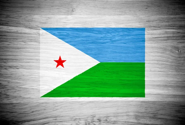 Flaga Dżibuti na tekstury drewna — Zdjęcie stockowe