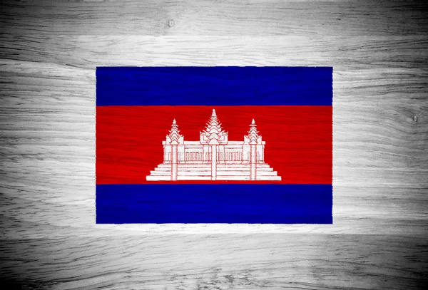 Cambodia flag on wood texture — Stock Photo, Image