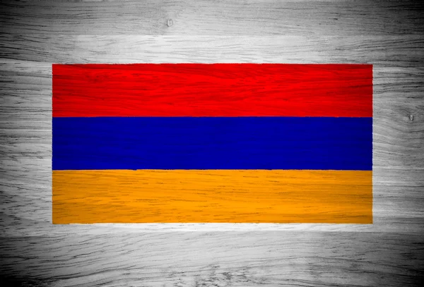 Bandera de Armenia sobre textura de madera — Foto de Stock