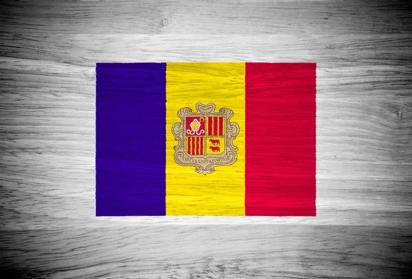 Andorra flagge auf holz textur — Stockfoto