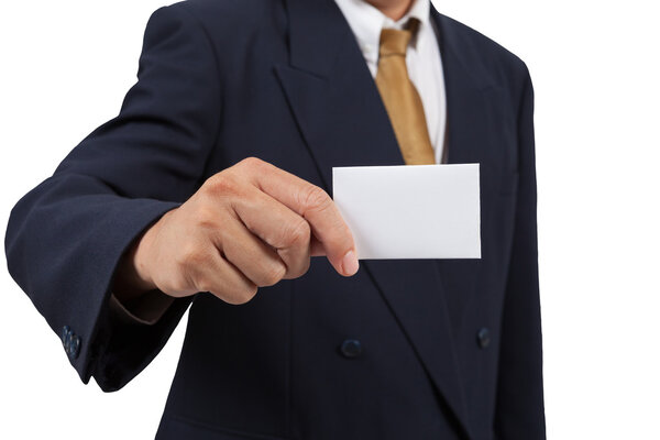 Businessman show blank business card