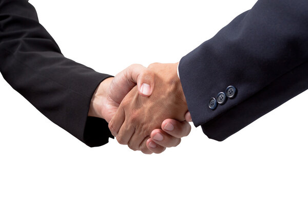 Businessman handshake isolated on white background