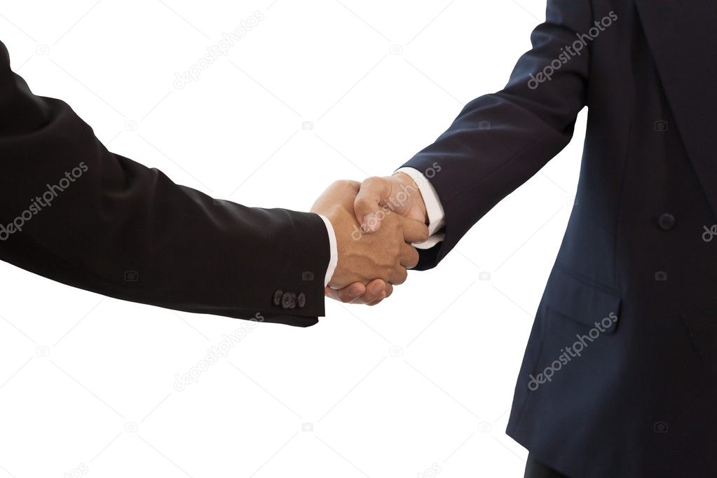 Businessman Handshake Isolated On White Background Stock Photo