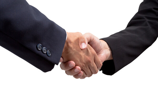 Businessman handshake isolated on white background