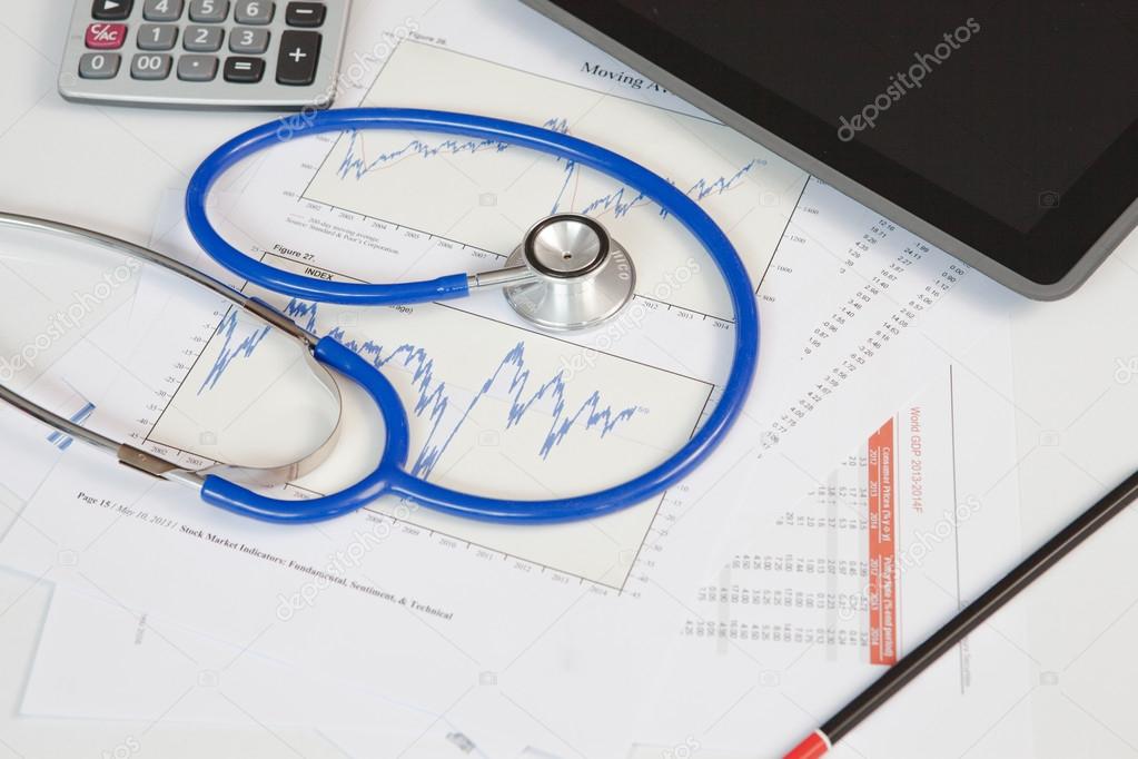 stethoscope with financial graph