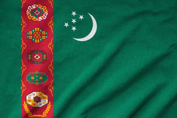 Ruffled Turkmenistan Flag — Stock Photo, Image