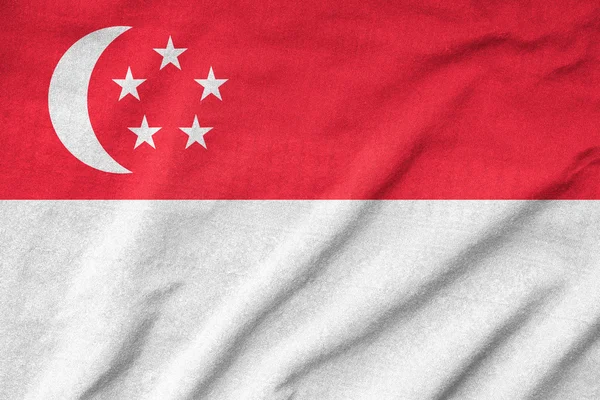 Bandera de Singapur con volantes — Foto de Stock