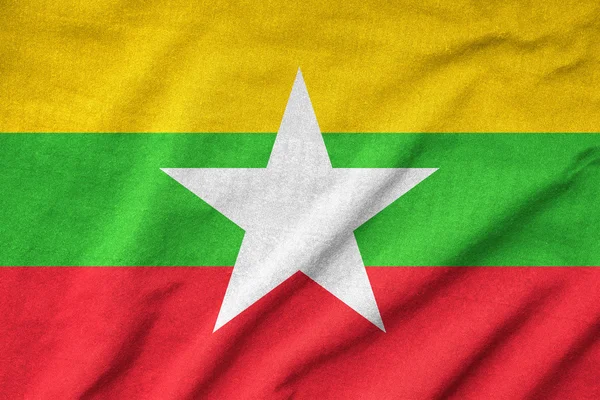 Ruggig myanmar flagga — Stockfoto