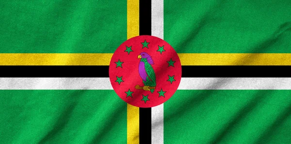Ruggig Dominicas flagga — Stockfoto