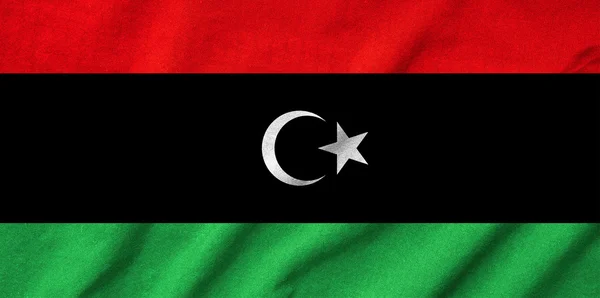 Gekräuselte libysche Flagge — Stockfoto