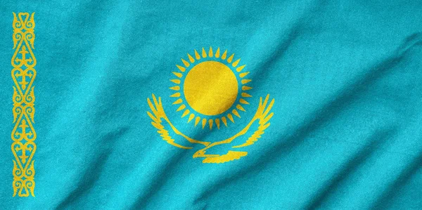 Potargane Flaga Kazachstanu — Zdjęcie stockowe