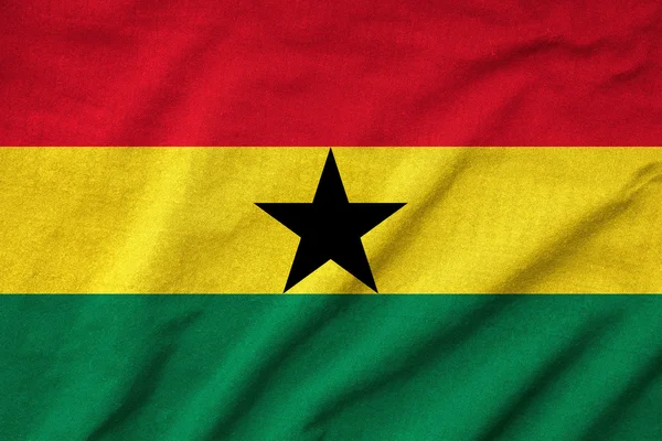 Ruffled Ghana Flag — Stock Photo, Image