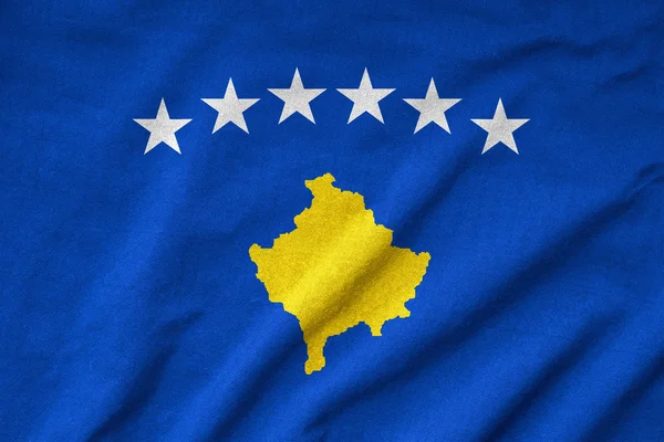 Ruffled Kosovo Flag — Stock Photo, Image