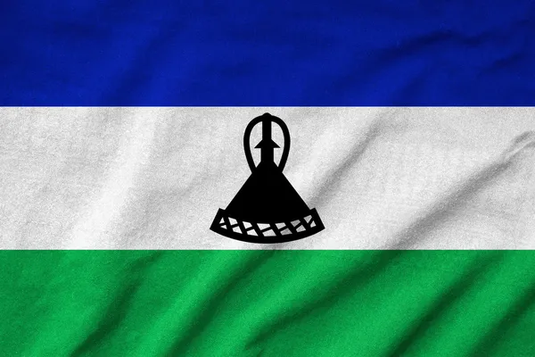 Ruffled Lesotho Flag — Stock Photo, Image