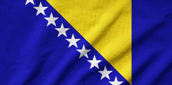 Ruffled Bósnia e Herzegovina Bandeira — Fotografia de Stock
