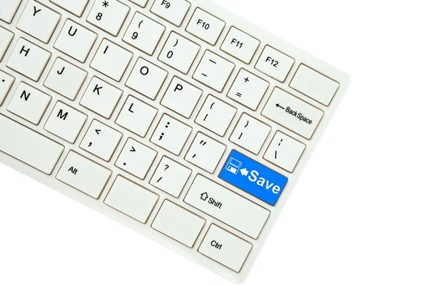Parole Salva sulla tastiera del computer isolato su sfondo bianco — Foto Stock