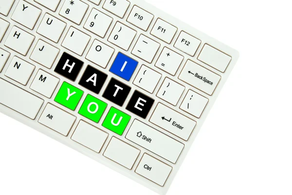 Wording I Hate You on computer keyboard isolated on white backgr — Stock Photo, Image