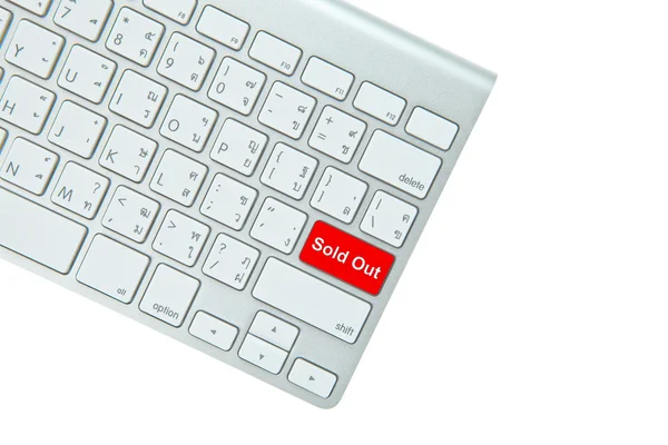 Red sold out button on computer keyboard isolated on white backg — Stock Photo, Image