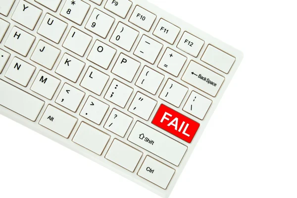 Texto Falha no teclado do computador isolado no fundo branco — Fotografia de Stock