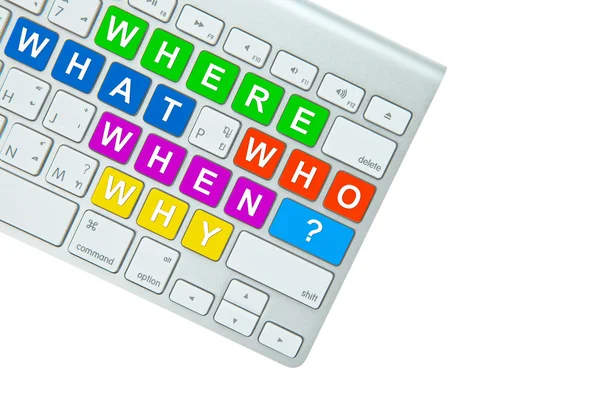 Questions on computer keyboard isolated on white background — Stock Photo, Image