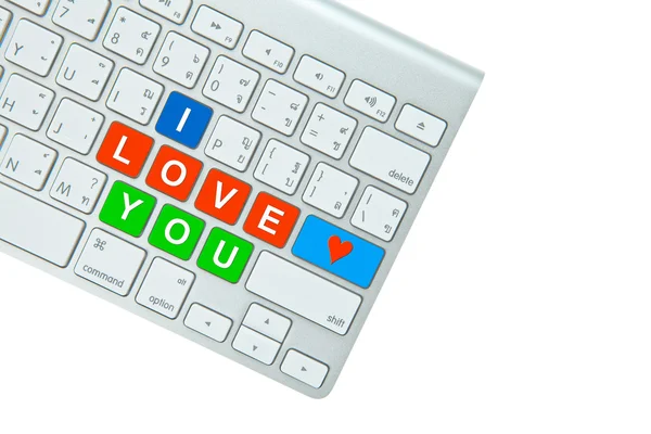 I Love You on computer keyboard isolated on white background — Stock Photo, Image