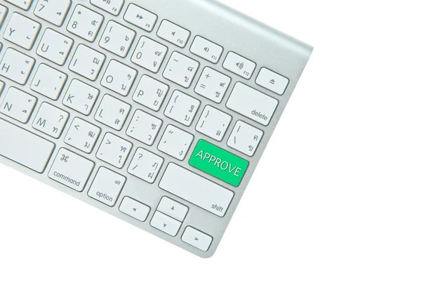 Verde botón sí en el teclado de la computadora aislado en backgrou blanco — Foto de Stock