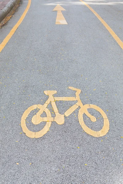 Bicycle Lane in yellow color — Stock Photo, Image