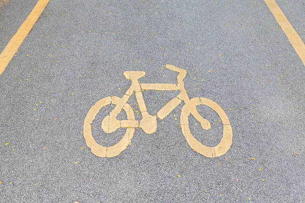 Fiets rijstrook in gele kleur — Stockfoto