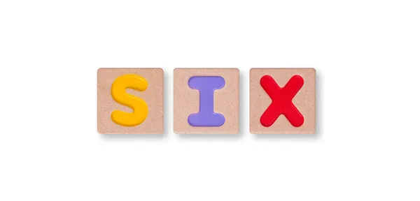 Wording six isolated on white background — Stock Photo, Image